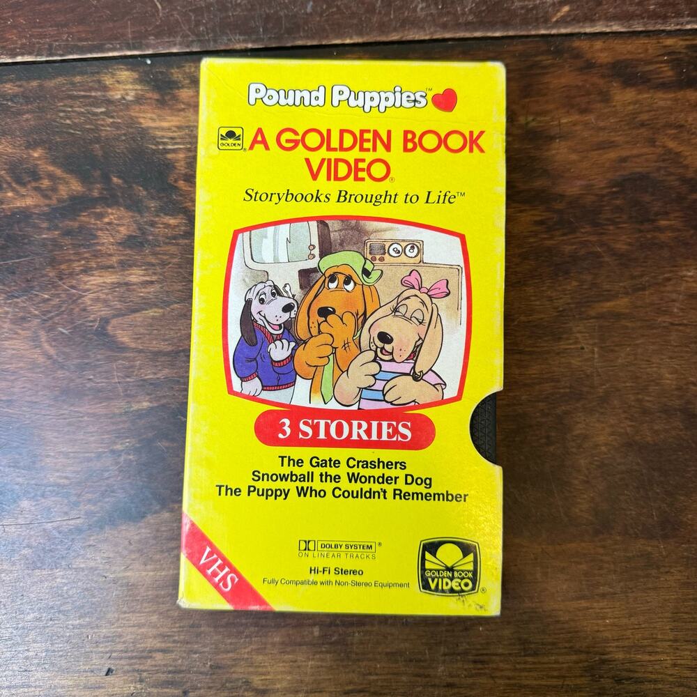1986 Pound Puppies A Golden‎ Book Video 3 Stories 30 Min Run Time VHS Tape